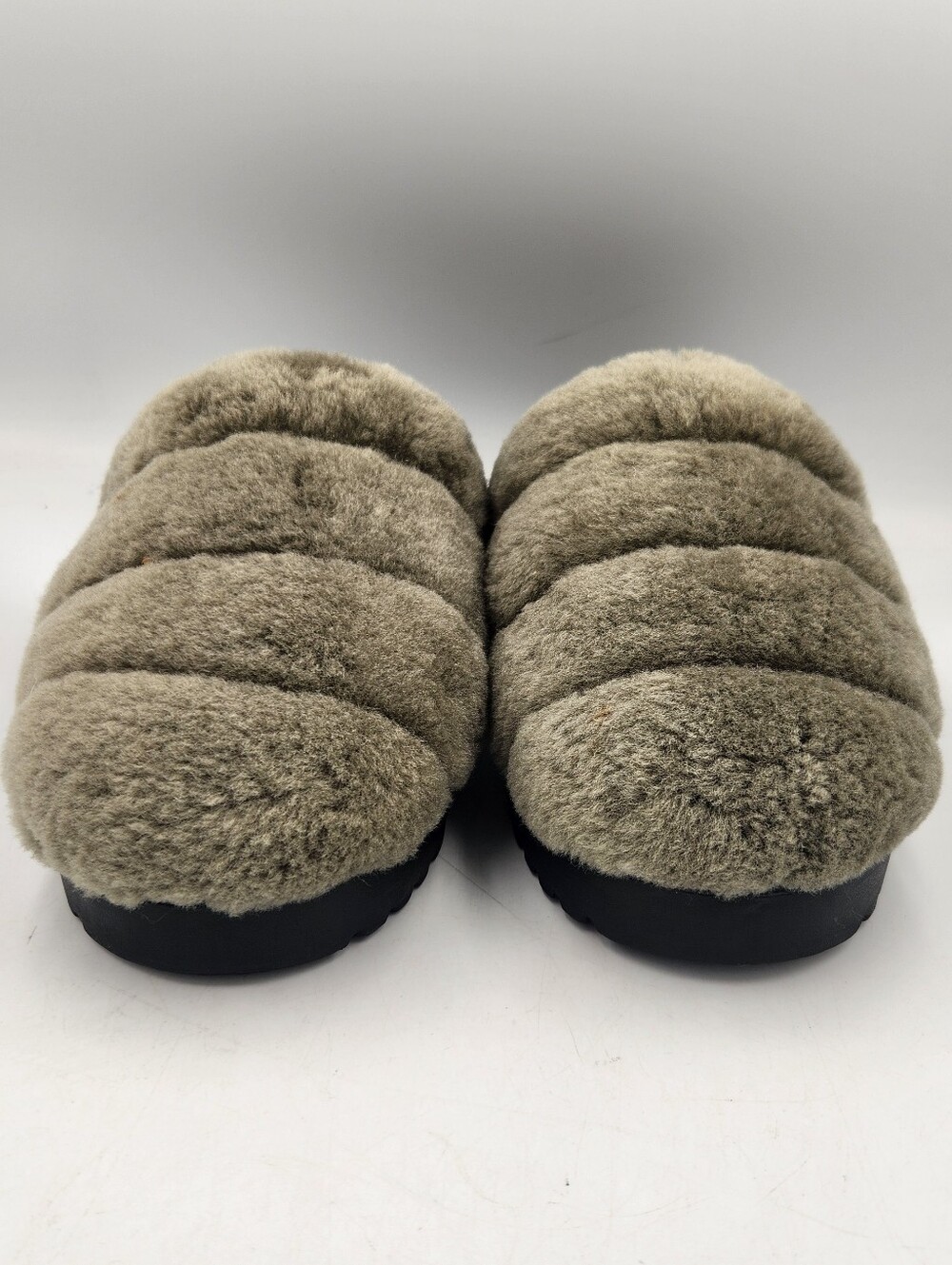 UGG Super Fluff Slippers Womens 9 Burnt Olive Closed Toe Sheepskin Platform - Picture 2 of 16